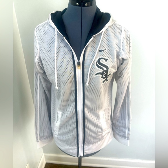 Nike Chicago White Sox Dri-FIT White Mesh Zip Hoodie Women’s Medium Game Day - Picture 4 of 16